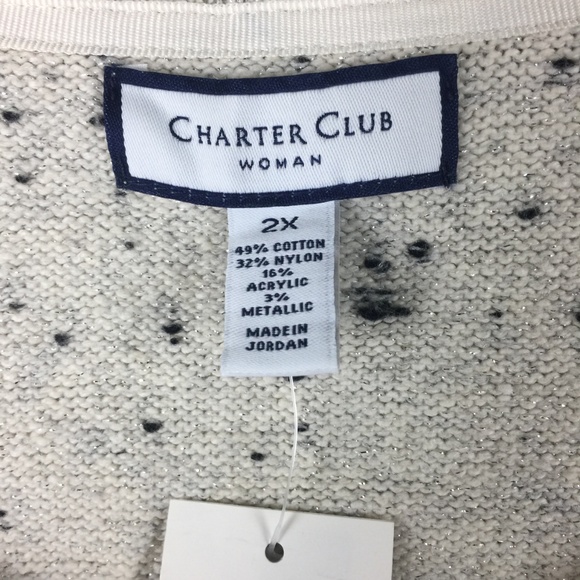 Charter Club Metallic Sweater Tun Wheat Lurex - Picture 5 of 6